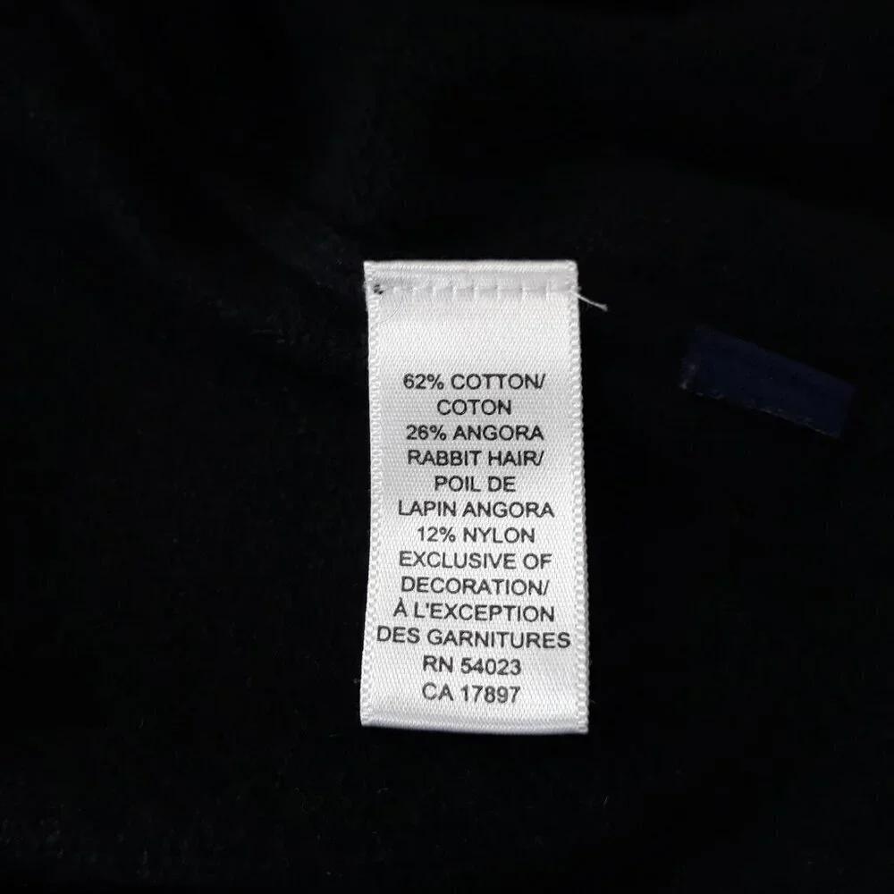 Banana Republic Black Cotton Angora Braided Lady Cardigan Sweater M - DO NOT GO